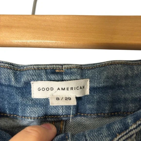 Good American Women’s Straight Leg Distressed Denim Jeans- Size 8/29 - Picture 4 of 6